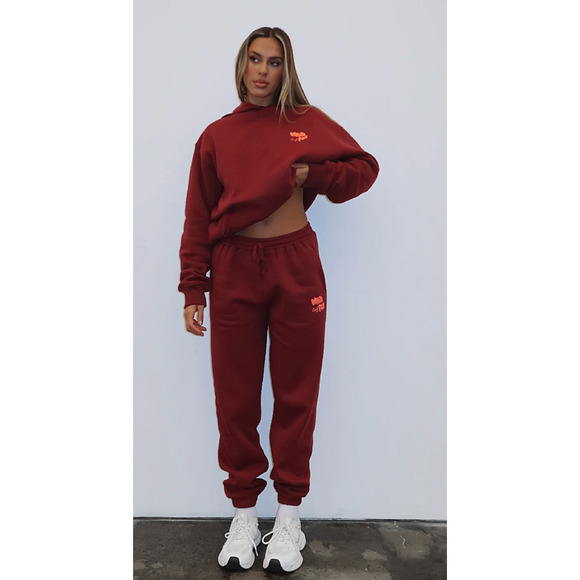 White Fox Capsule 9 Star Of The Moment Sweatpants Burgundy Size XL NWT - Picture 2 of 3